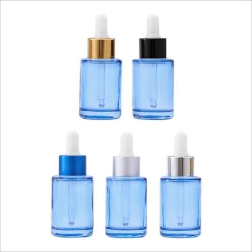 30ML transparent blue glass dropper bottle with serum/emulsion/essence/essential oil/liquid/water dropper cosmetic packing