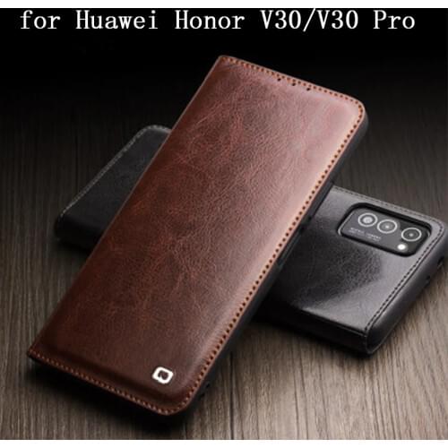 Luxury Genuine Leather Case for Huawei Honor V30 Pro Business Flip Wallet Case Cover for Huawei Honor V30 V30Pro Card Slot