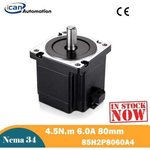 ICAN Stepper Motor Nema 34 85x80mm 6.0A 4.5Nm 85H2P8060A4 Step By Step Machine Step Engine