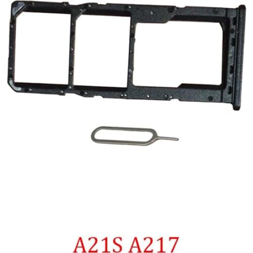 Sim Card Tray Slot For Samsung Galaxy A21s A217F A217M A217N Original Phone New Black SIM Micro SD Card Holder Adapter + Pin