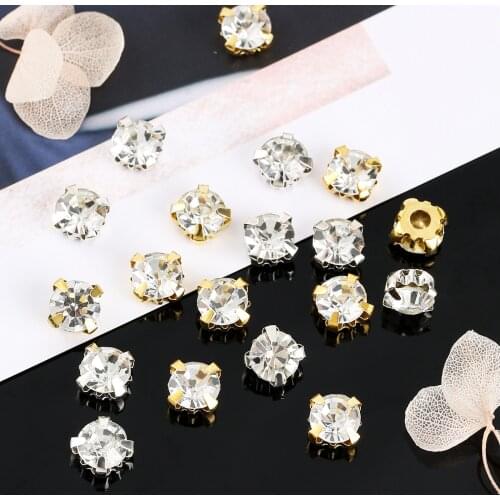 SS40 Crystal Glass Claw Rhinestones Silver & Gold Sew on/Pearl machine inlay Glitter Rhinestone for Crafts Clothes Wedding Dress