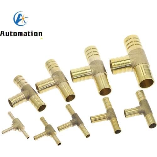 T-Shape Brass Barb Hose Fitting Tee 4mm 6mm 8mm 10mm 12mm 16mm 3 Way Hose Tube Barb Brass Barbed Coupling Connector Adapter