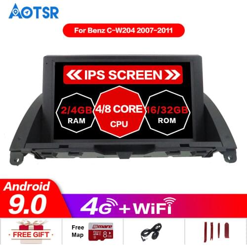 Octa Core CD DVD Player 2 Din Stereo Android 9.0 Car Radio for Mecerdes Benz C-W204 2007-2011 GPS Navigation Autoradio Headunit