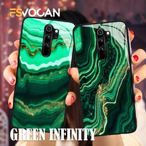 Granite Green Stone Phone Case For Xiaomi Redmi Note 9 8 10 Pro Max 8T 9s 8A 9A X3 NFC Geometric Marble Shell Retro Splice Cover