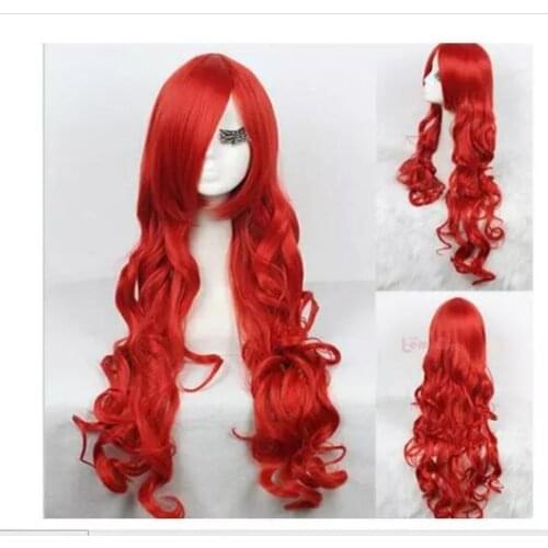 Zhaoxia++0728@Q8@* +++ With Oblique Bangs 80cm Synthetic Hair Long Curly Red Cosplay Wig