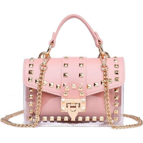 Fashion Women Bags Luxury Designer Chians Diamonds Handbag Rivet Clutch Transparent Shoulder Crossbody Bags Bolsa Feminina Purse