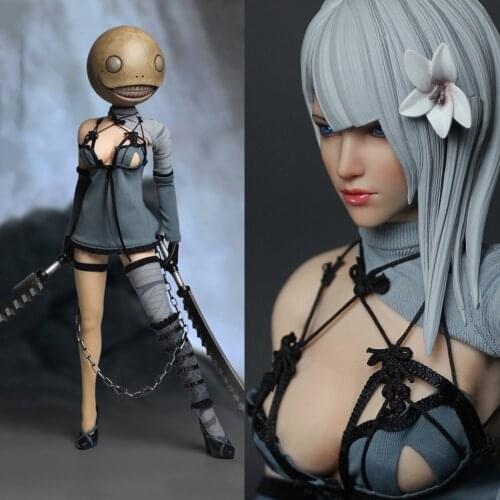 1/6 Cosplay Sexy Female Figure Underwear Female Warrior Clothes Suit & Double Heads & Weapon Model for 12'' Action Figure Body