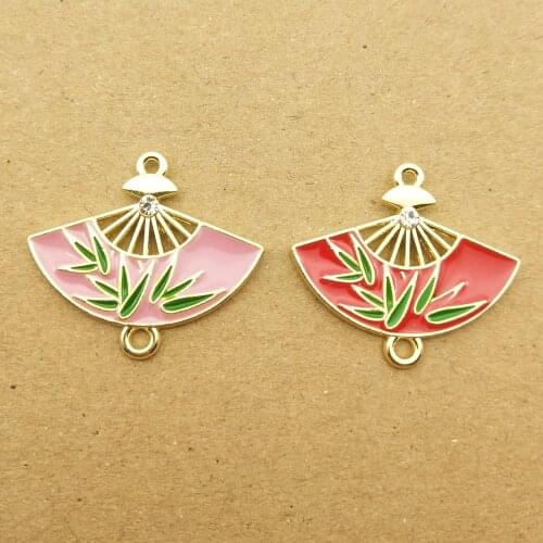 10pcs 21x24mm enamel fan charm for jewelry making fashion earring pendant bracelet necklace charm