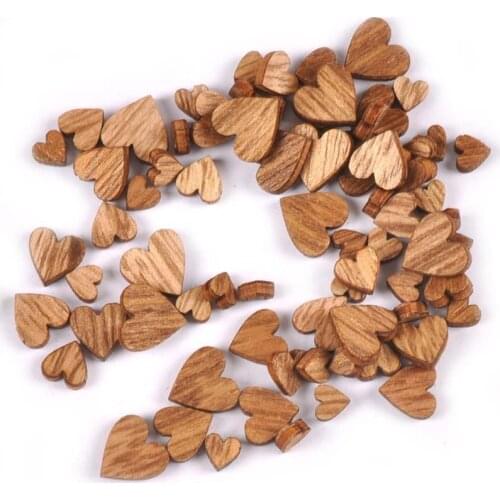 Mixed Size 100Pcs Heart Wood Decoration DIY Scrapbooking Art Wood Crafts Wedding Handicraft Accessories Party Decor 6-12mm m2217