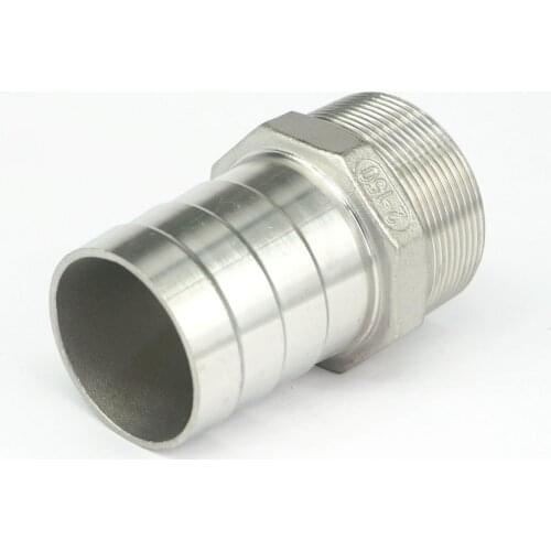 2" BSPT Male x 50mm Hose Barbed 304 Stainless Steel Pipe Fitting Hose tail Connector 230 PSI