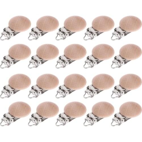 20pcs/lot Wooden Pacifier Clip Diy Dummy Clip Chains Baby Teether Soother Clasp Q1FE