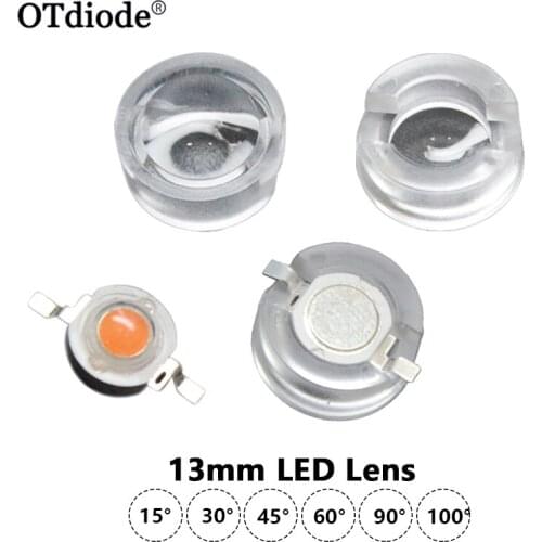 406pcs 13mm IR LED lens 15 30 45 60 90 100 Degree 13mm Mini LED PCB Angle Lens for 1W 3W 5W LED Lamp Convex Lenses