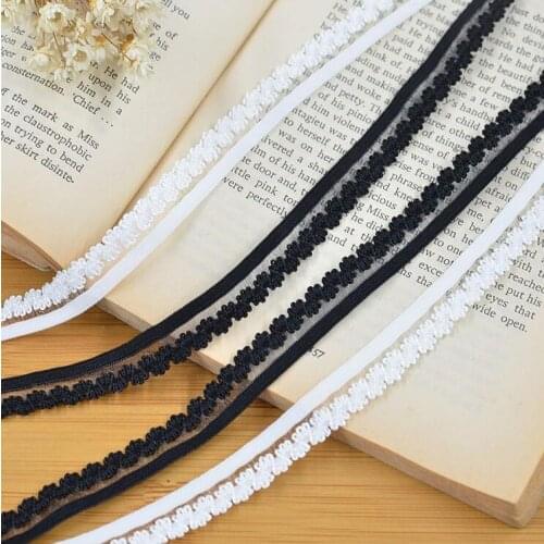 5 Meters White Black Elastic Lace Ribbon Polyester Stretch Lace Trimming Band Underwear Sewing Wrapping Webbing Accessories 12mm