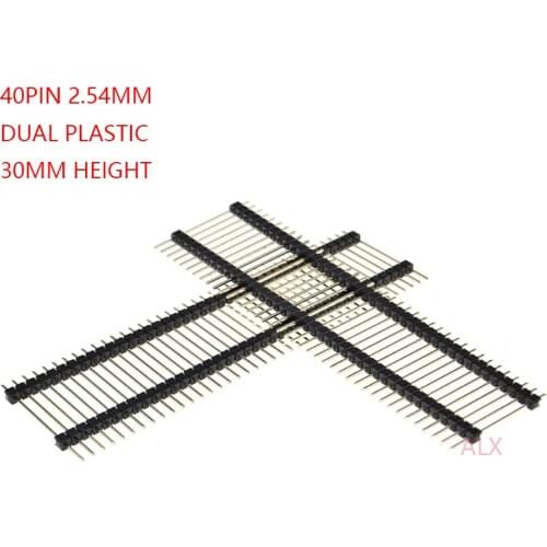 5PCS 30MM Height 1X40 PIN Single Row dual plastic base insulator MALE PIN Header 2.54MM PITCH connector 1*40 40P 40PIN 40PIN