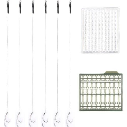 6 X Hair Rigs 12lb Barbless Size 6 8 10 Carp Fishing Ready Tied Dark Matter Hair Rigs Crank Hook with Bait Stops