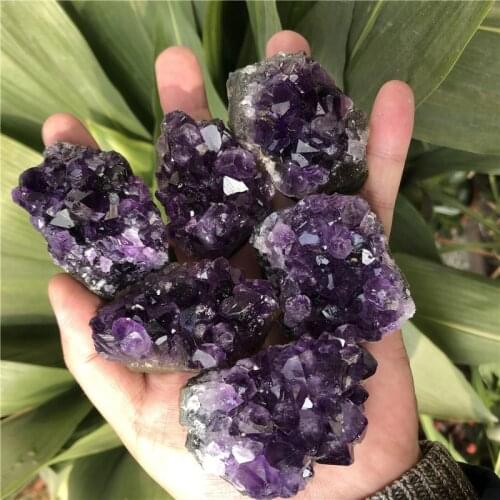 70-80g Natural Amethyst Crystal Cluster Quartz Raw Crystals Healing Stone Decoration Ornament Purple Feng Shui Stone Ore Mineral