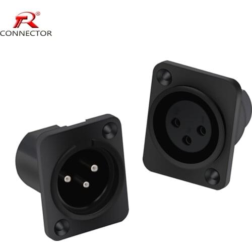 8pcs XLR Plug&Socket 3Pin XLR Male Plug&Female Socket Panel Mount Chassis 3Pins Square Shape XLR Connector Adapter