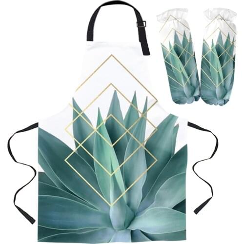 Agave Geometrics Apron Kitchen Household Cleaning Pinafore Home Cooking Apron Kitchen Baking Accessories Aprons for Woman