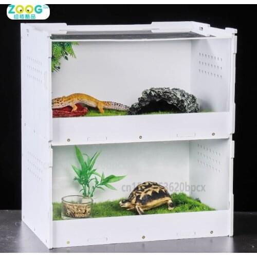 Acrylic Reptile Terrarium Spider Lizard Double-layer Incubator Tortoise Hermit Crab Tank Moisture-proof Crawling Pet Box