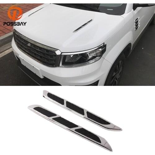 POSSBAY Car Side Air Flow Vent Fender Hood Cover Intake Grille Decoration Auto Turbo Bonnet Vent Door Side Stickers