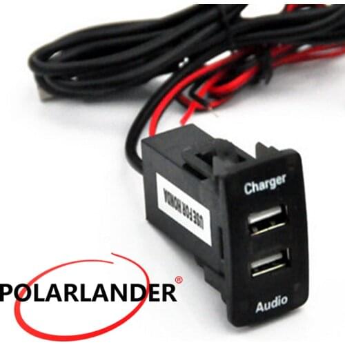 For Honda 12V Dual USB Audio output Ports phone Car Charger 5V 2.1A Socket Dashboard USB Car Charger