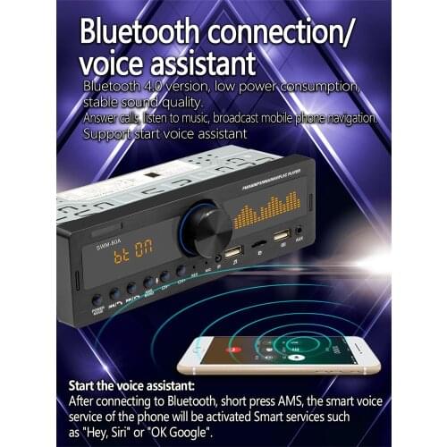 Car Bluetooth mp3 player, TF card, FM radio, lossless music, equipped with voice assistant, locate and find car audio source