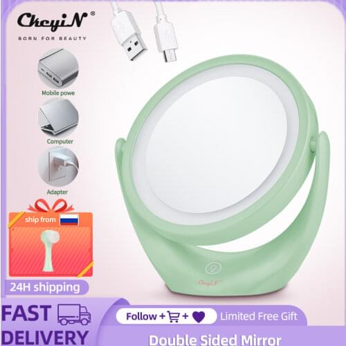 CkeyiN LED Makeup Mirror 5× Magnifying Dresser Table Mirror Lighting Dual-side Touch Screen 360 Degree Swivel Vanity Mirror50