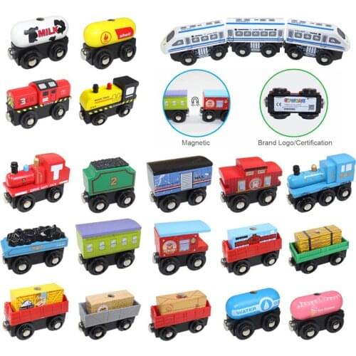 Multiple Wood Magnetic Train Wooden Railway Track Accessories Car Truck Toys Fit For Brand Wood Tracks Kids Gifts
