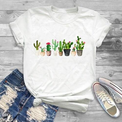 Harajuku Cactus Shirt Cute Cactus Plant Don't Touch Me Graphic T Shirt 100% Cotton
