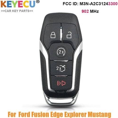 KEYECU Car Remote Key For Ford Fusion Explorer Edge Mustang 2013-2018 FSK902 M3N-A2C31243300 ID49 Hitag Promixity Smart Key