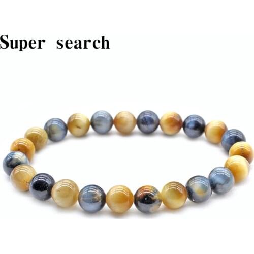 4mm 6mm 8mm 10mmHigh Quality Blue yellow Tiger Eye Buddha Bracelets Natural Stone Round Beads Elasticity Rope Men Women Bracelet