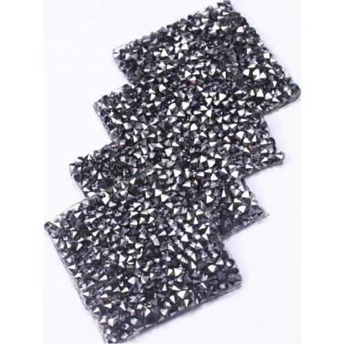 Square black diamond Hotfix Rhinestone motifs 4cm 20pcs/lot iron on transfer Applique patches for clothing shoe bags craft diy