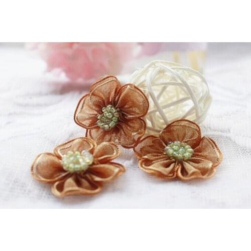 Ribbon Flower Rose Flowers Small Rose Diy Bead Diy Hair Accessory Small Flower Flowers For Scrapbooking Wedding Decoration