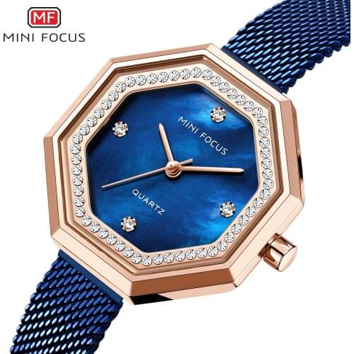 MINI FOCUS Fashion Elegant Women Watches Mesh Steel Watch Strap Quartz Wristwatches Lady Clock Waterproof Watch Relogio Feminino