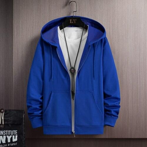 2021 Autumn Korean Mens Solid Streetwear Hoodies Man Sport Jacket Casual Hooded Cardigan Sweatshirts Male 5 Colors M-4XL 6055