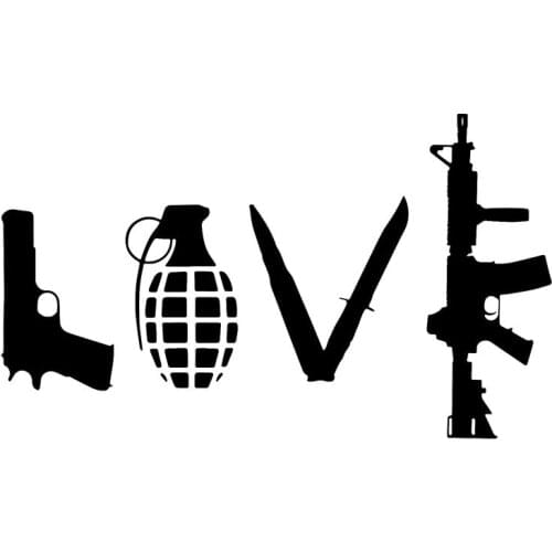 LOVE Type Grenade Pistol Car Sticker Car Sticker Car Styling Personality Car Sticker Pvc Car Sticker Black/white 13*8CM