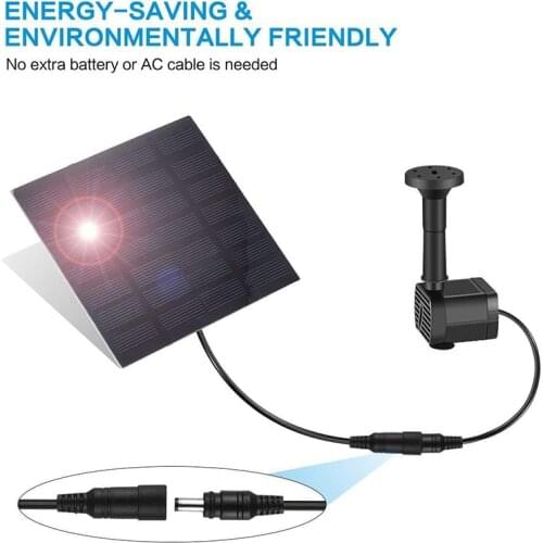 7V 1.4W Solar Fountain Pump, Solar Water Pump Floating Fountain Solar Panel, with 4 Nozzles, for Bird Bath, Fish tank, Garden