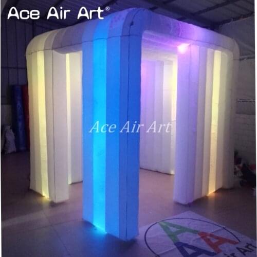 New style 2.4m reusable indoor and outdoor rental inflatable photo booth for wedding decoration with door in left