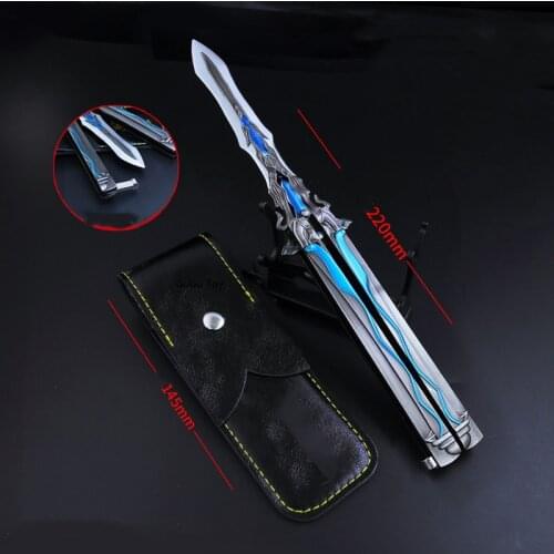 Lloy-made Sword Weapon Model Length 22cm Peri Swing Knife Butterfly Knife Without Edge With Leather Case Childrens Outdoor Toys