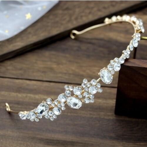 Women Luxury Crystal Bridal Tiaras Wedding Headband Hair Accessories Rhinestone Pageant Prom Crown Bride Head Jewelry