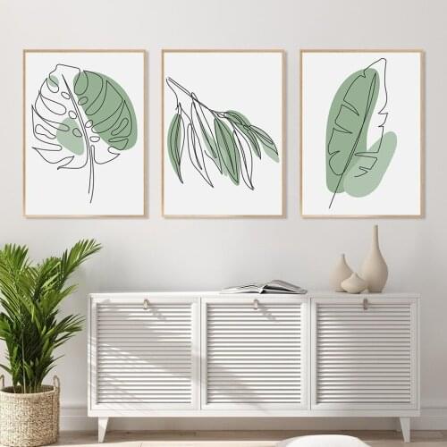 Tropical Foliage Line Art Drawing Poster Botanical Wall Art Canvas Painting Modern Print Living Room Decoretion Interior Decor