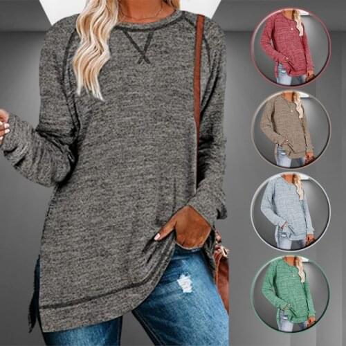 Spring Autumn Casual Loose Solid Color Tunic Sweatshirt Womens Clothing O Neck Long Sleeve Fashion Tops Ladies Pullovers Hoodie