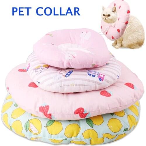 Adjustable Cat Collar Recovery Cotton Blends Neck Cat Dog Printed Elizabeth Circle Pet Protection Collar Kawaii Dog Collar