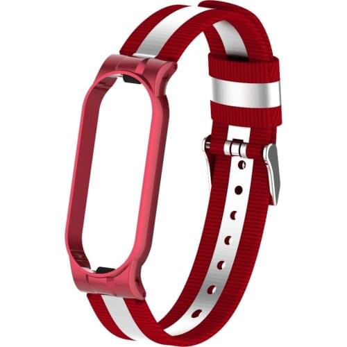 Strap Bracelet for Mi Band 6 5 Strap Wrist Bracelet Smart Band Metal Stainless Steel Nylon Strap For Xiaomi Mi Band 5 6 4 3