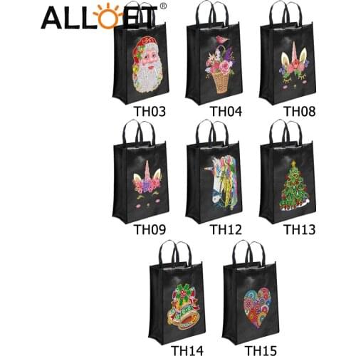 Christmas Cartoon 5D Diamond Painting Handbag DIY Iron-on Transfer Resin Drawing Eco Shopping Bags Home Storage Organizer