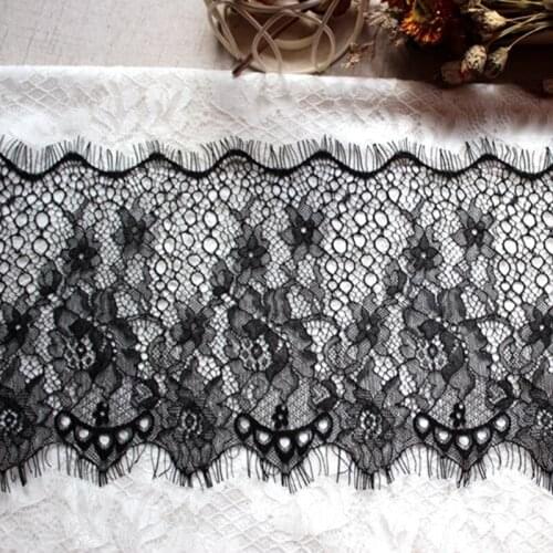 Width 18cm 3m length Eyelash Lace Ribbon classical Floral Embroidered for Garment Decoration and DIY Craft Lace Trimming