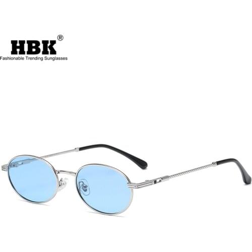 HBK Retro Round Polarized Sunglasses For Women Men Small Metal Frame Punk Sun Glasses Vintage Brand Design Oculos De Sol