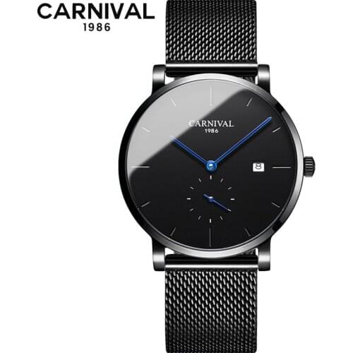 Sports fashion mechanical watch CARNIVAL 2019 automatic watch mens small seconds 24-hour dial sapphire Montre homme