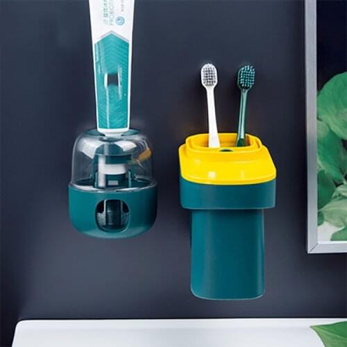 Toothpaste Squeezer Household Toothbrush Holder Punch-free Toothpaste Squeezer Wall Hanging Bathroom Accessories