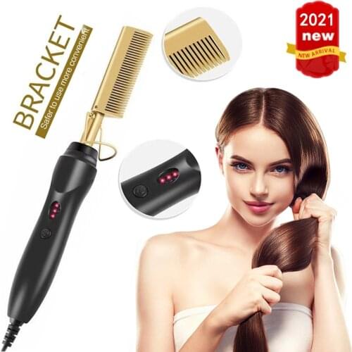 Professional hair straightener 2 in 1 hot comb straightener electric Hair Curler Wet Dry Use Hair Flat Irons Hot Heating Comb